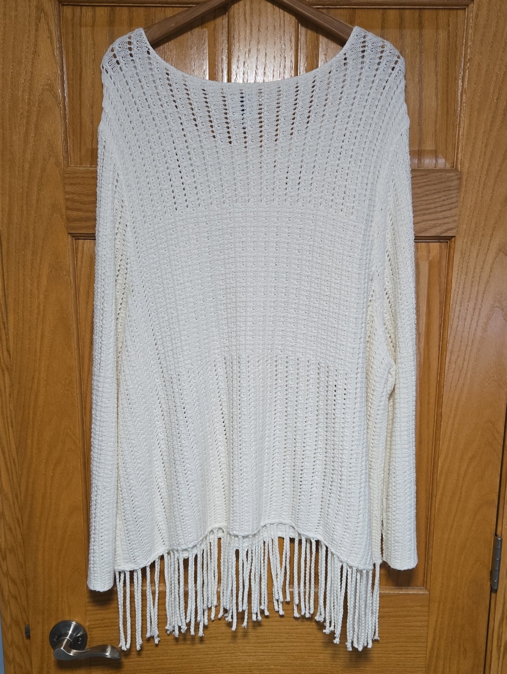 NIC+ZOE Cream Open-Knit Fringe Sweater - Picture 3 of 3